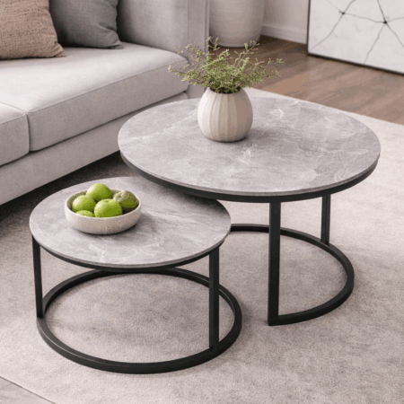 זוג שולחנות סלון מודרניים Marble Grey-162