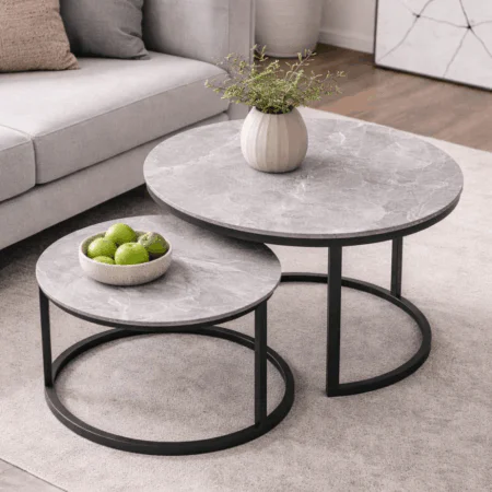 זוג שולחנות סלון מודרניים Marble Grey-162