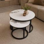 זוג שולחנות סלון מודרניים Marble White-160