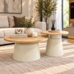 סט שולחנות בשילוב עץ טבעי דגם דלהי